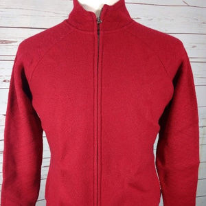WOOLRICH Womens Full Zip Red 100% Wool Sweater